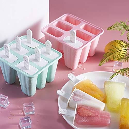 Classic Homemade Ice Pop Molds 6 Easy-release BPA-free Popsicle Molds Shapes Reusable Silicone Frozen Ice Popsicle Maker (Blue) - Thumbnail 6
