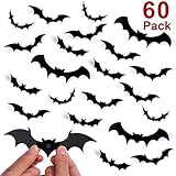 Unomor Halloween Decorations Bat Wall Decorations 60PCS 3D Bats Wall Decal, Halloween Home Window Decorations-60PCS/4 Size