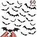 Unomor Halloween Decorations Bat Wall Decorations 60PCS 3D Bats Wall Decal, Halloween Home Window Decorations-60PCS/4 Size