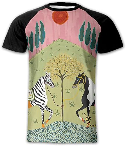 Zebra And War Horse Men Good Looking Short Sleeve Baseball Tshirt Casual 3D Printed Raglan Short Sleeve Shirt For Play Baseball,Play Basketball,Any Occasion
