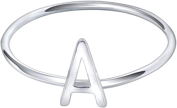 AoedeJ 925 Sterling Silver Stackable Initial Letter Rings Capital Letter Ring Charm Initial Band for Women