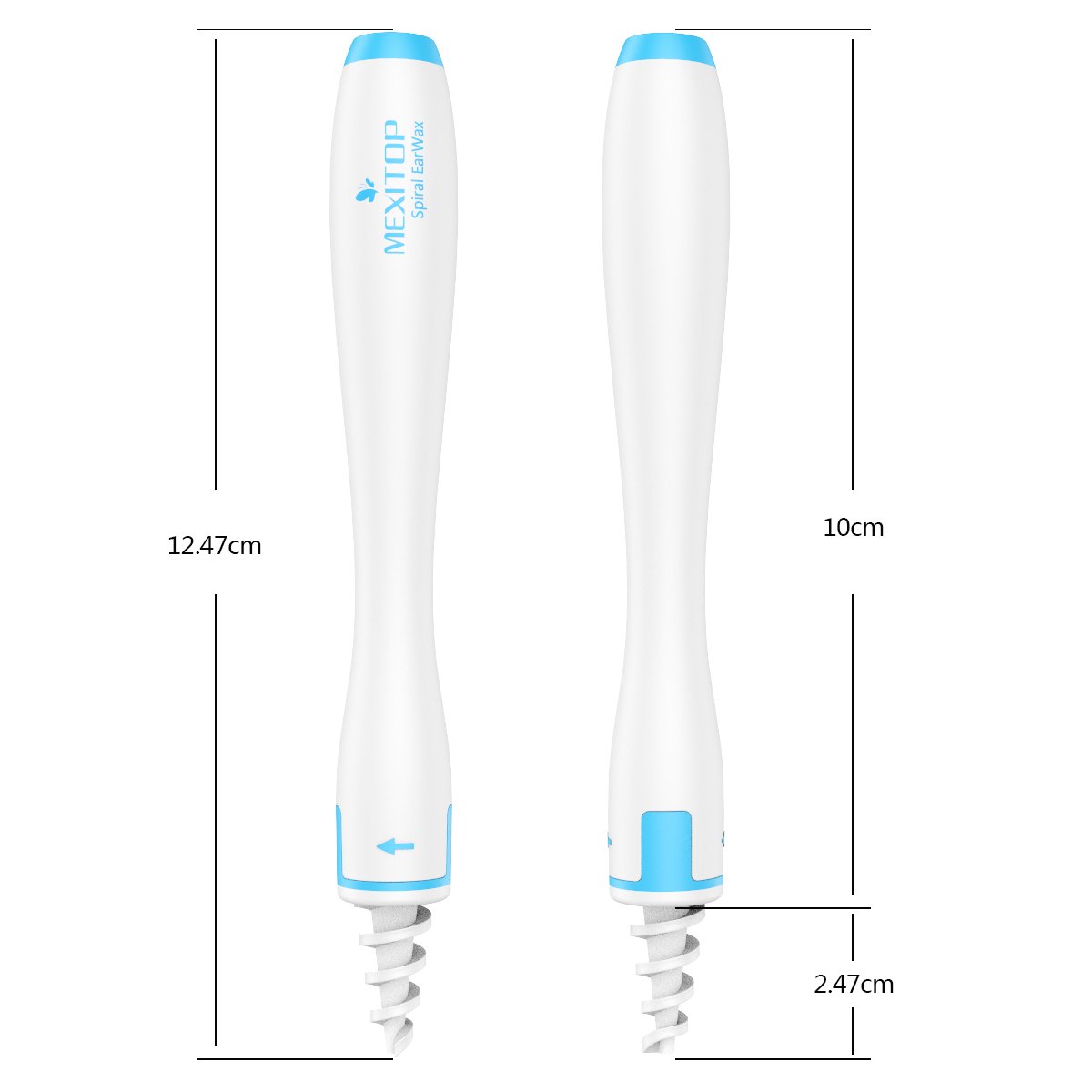 Ear Wax Cleaner - MEXITOP 16 New-Designed Replacement Tips, Ear Pick Spiral Improves the Effect of Ear Wax Removal Drop + Bonus Noise Canceling Ear Plugs, Blue (Upgraded Version)