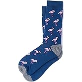 Sock Genius Men's Tropical Pink Flamingo Birds Novelty Crew Dress Trouser Socks