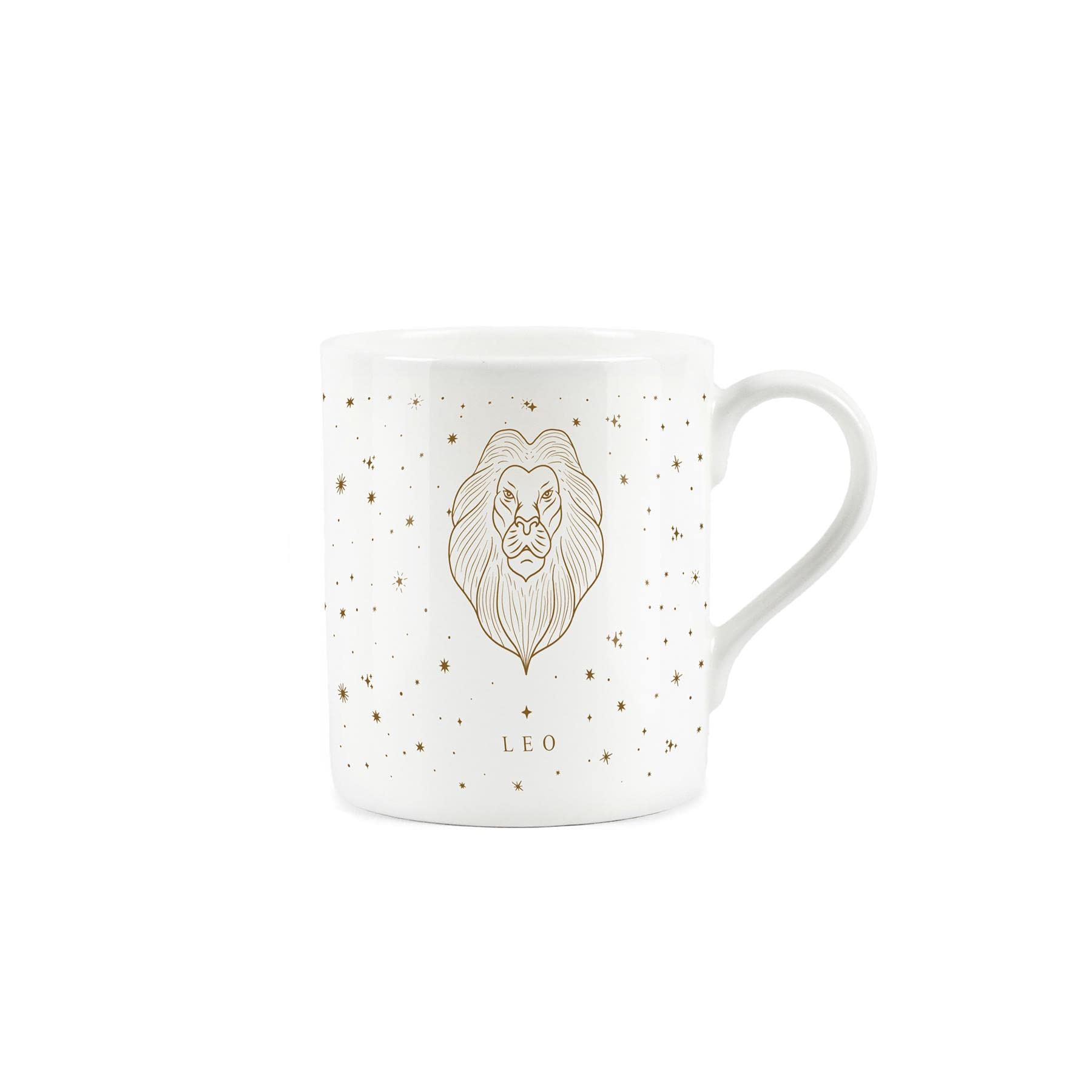 Purely Home Leo Gold Star Sign Mug - Small Bone China White Mug Coffee/Tea Present Zodiac Gift