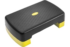 Yes4All 18.9" Aerobic Exercise Step Platform with 2 Risers, Adjustable Height Workout Stepper 3" 5.1" for Home Gym