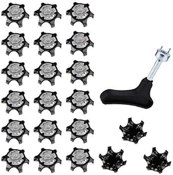 Amazon Pamase 21個入れ ゴルフスパイク鋲 交換用レンチ付き ソケット式 ゴルフスパイクレンチ ソフトスパイク鋲 黒と白 取り付け ゴルフシューズ用 ゴルフシューズ靴鋲 Pamase スポーツ アウトドア