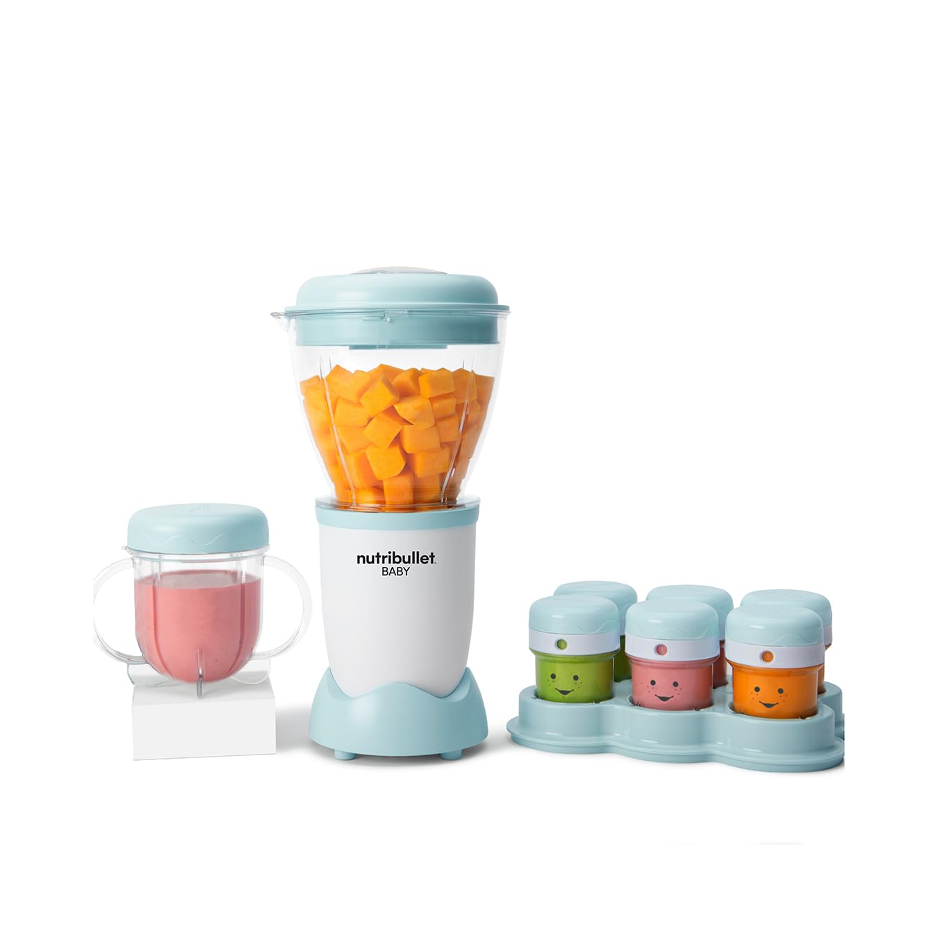 nutribullet Baby Food Blender 18-Piece Set with Date Markers - White - 200W - High Torque Power Base, 6 Storage Cups with Date Lids, Single Cup, Cross Blade & Batch Bowl