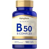 Piping Rock Vitamin B50 Complex | 180 Caplets | Vegetarian | Non-GMO, Gluten Free Supplement