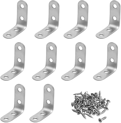 ALLY-MAGIC 10Pcs Stainless Steel 40x40mm Right Angle Brackets Shelf Corner Brace