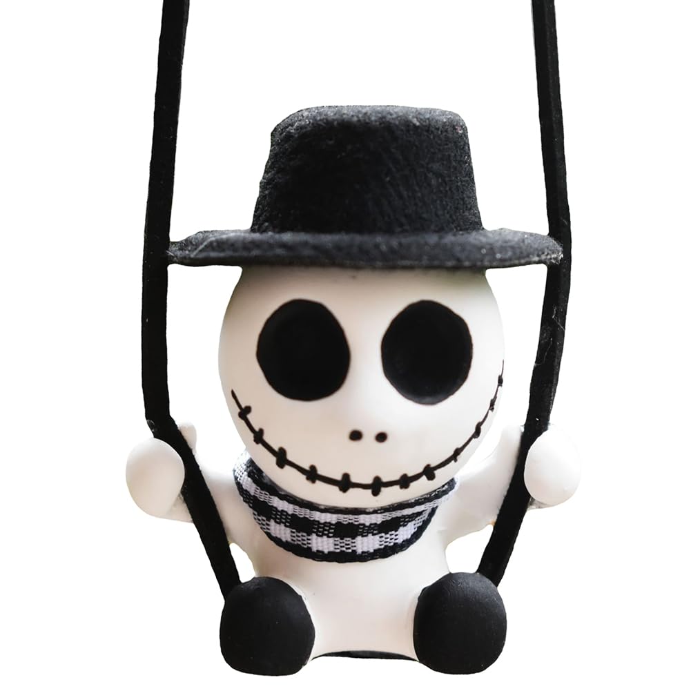 ARTHLBF Skeleton Swing Car Ornament，Car Hanging Ornament,Swing Gentleman Skeleton Pendant，Halloween Car Accessories，Halloween Car Interior Decorations for Backpack, Auto, Rearview