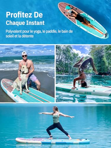 Niphean Paddle Gonflable Adulte avec Tous Les Accessoires, 320cm Planches de Stand Up Paddle Gonflables pour Tous Les Niveaux, Sup avec Capacité 200 kg pour 2 Personnes, Paddle Gonflable avec Siège