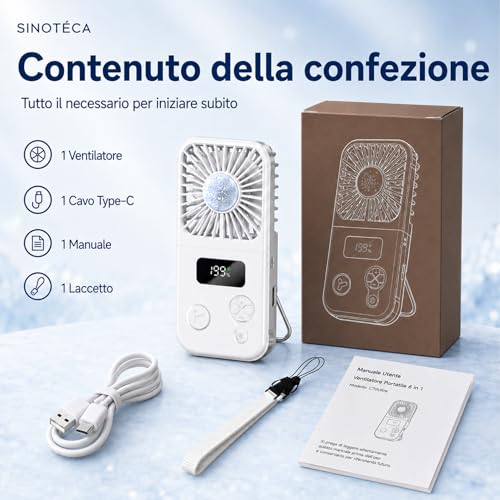 SINOTE'CA Portable Cooling Fan Foldable USB Rechargeable 5 Speed Levels Neck Table Fan with Power Bank Function
