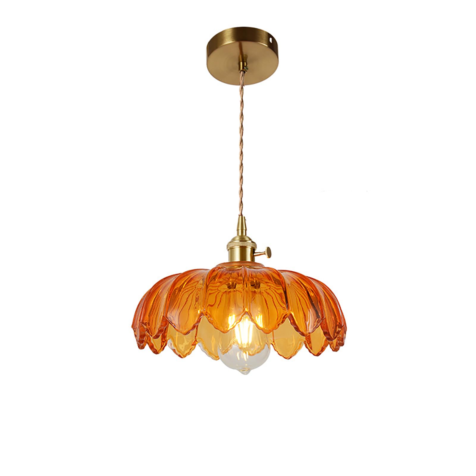 Photo 1 of AULLAZFR Retro Vintage Duty Heavy Glass Pendant Lights Fixtures 9.6 In/245mm Diameter Round Lampshade and Gold Brass with Switch ON/Off Pendant Hanging Lamp for Farmhouse GREEN