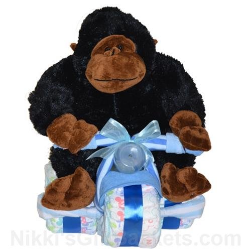 Baby Boy Diaper Tricycle with Plush Gorilla Baby