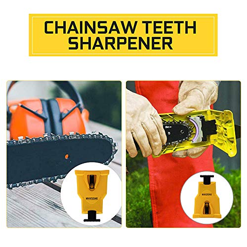 MAXZONE Chainsaw Sharpener, Chainsaw Teeth Sharpener Fast Sharping Stone Grinder Tools Chain Saw Blade Sharpener Fit 14/16/18/20 Inch Two Holes Chain Saw Bar with Extra Whetstones - Thumbnail 4