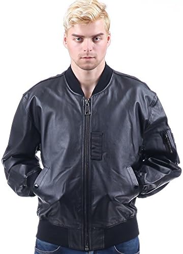 MA1 AF flight jacket US Army Military Pilot Bomber usaf air hip hop motorcycle of environmental protection leather Mens WOMen (38, Black)