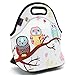 ICOLOR Cute Three Owls Boys Girls Insulated Neoprene Lunch Bag Tote Handbag lunchbox Food Container Gourmet Tote Cooler warm Pouch For School work Office