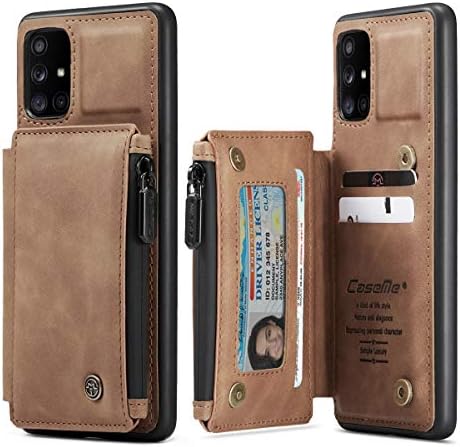 LBYZCASE Galaxy S20 FE 5G Pockets Case,[Double Magnetic Clasp][Credit Card Slots][Zipper Purse] Sturdy Comfortable TPU Again Pockets Cowl for Samsung Galaxy S20 FE(Fan Version) (Brown)