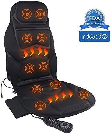 IDODO Vibrating Car Shiatsu Seat Cushion Cover Pads Massager with Heat, Massage Chair to Relax, Sooth and Relieve Neck and Back, Shoulder and Thigh