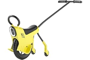 12in Hand Push Unicycle for Kids, Light Unicycle Bikes with Light/Handrails/Auxiliary Wheels, Parent-Child Unicycle Bike, Uni