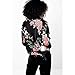 Mojessy Women's Floral Print Classic Quilted Baseball Jacket Fall Short Biker Bomber Jacket Coat Medium Black