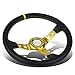 Auto Dynasty 350mm Gold 6-Bolt Spoke Gold Stitched PVC Leather Racing Steering Wheel