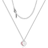 ShTQior 18k Gold Heart Necklace for Women Dainty Silver Heart Pendant Chain Cute Double Heart Tag Necklaces for Wife Birthday Valentines Christmas Jewelry Gifts