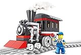 Classic Train 90 Pcs building blocks steam locomotive passenger cabin engine set with windows, Compatible To All Major Brands (Ages 6 +)