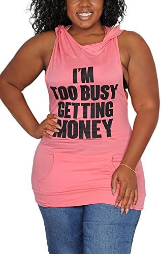 Limit 33 Plus Size Juniors Teens Sleeveless Hoodie Top Racerback Tank Get Money Pink Size 1X