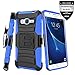 Galaxy Express 3 Case With Tempered Glass Screen Protector,IDEA LINE(TM) Heavy Duty Armor Shock Proof Dual Layer Holster Locking Belt Swivel Clip with Kick Stand + Stylus Pen(Blue/Black)