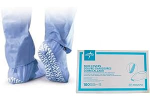 Medline NON28758Z Non-Skid Pro Series Spunbond Shoe Covers, Latex Free, Regular/Large, Blue (Pack of 100)