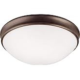 Capital Lighting 2032OR Hansen White Glass Flush Ceiling Light Fixture, 2-Light 120 Total Watts, 4" H x 13" W, Oil Rubbed Bro