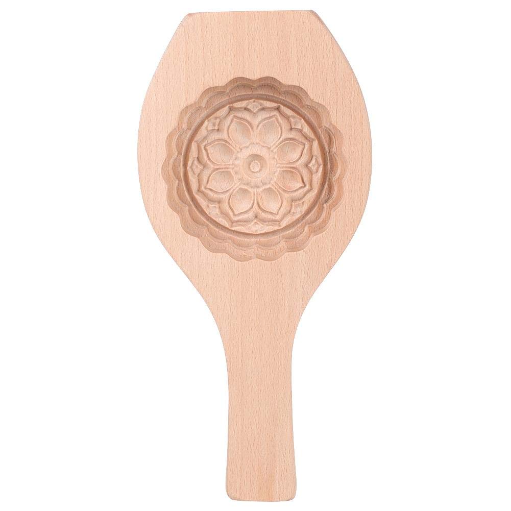 TOPINCN Wooden Mooncake Mold Flower Pattern DIY Moon Cake Mould Muffin Biscuit Chocolate Small Pastry Baking Tool(#06)