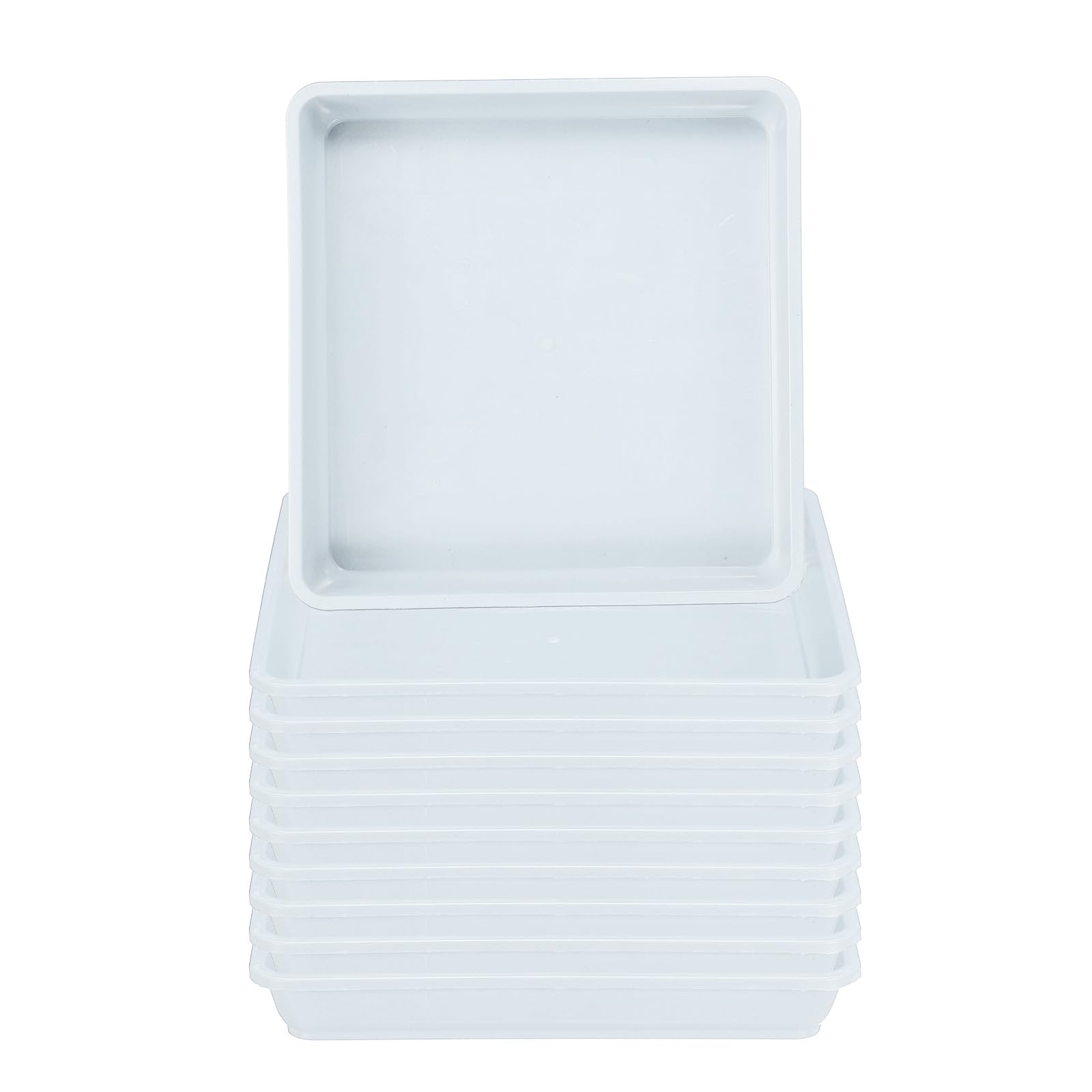 PATIKIL Plant Saucer Tray, 10 Pack 12 Inch Plastic Square Plant Saucer Flower Planter Drip Tray for Indoors Outdoors Patio Balcony, White