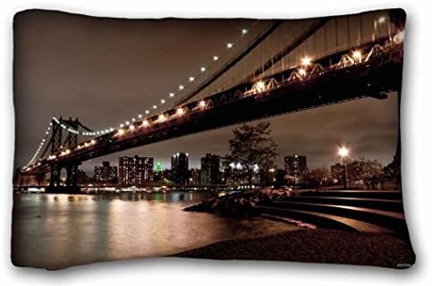Custom Characteristic ( City manhattan bridge united states new york ) Pillowcase Standard Size 20"X30" Design Pillow Case Cover suitable for Queen-bed PC-Red-35907