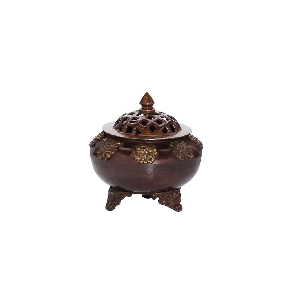 NKlaus 8 Lucky Symbols Incense Burner Handmade Incense Burner Esoteric Deco Brown 1567