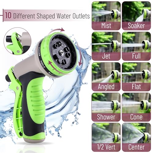 UNCO- Metal Garden Hose with 10 Functions Spray Nozzle, 100 Feet, No photo 11