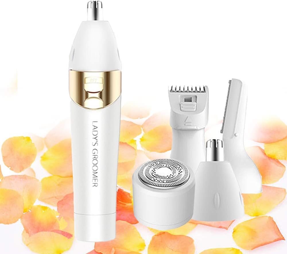 Hair Removal for Women Devices Facial Bikini Nose Hair Trimmer for Ear Face Razors for Legs Electric Eyebrow Razor for Womens Face Shaver Peach Fuzz Ladies Facial Hair Shaver for Pubic Hair 4 in 1