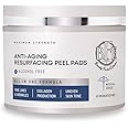 Anti Aging Resurfacing Exfoliating Peel Pads Treatment- Contains Lactic, Salicylic, & Glycolic for Face & Body. Repairs Fine Lines, Wrinkles, Dark Spots, Pores, Acne Scars & Uneven Skin Tone.