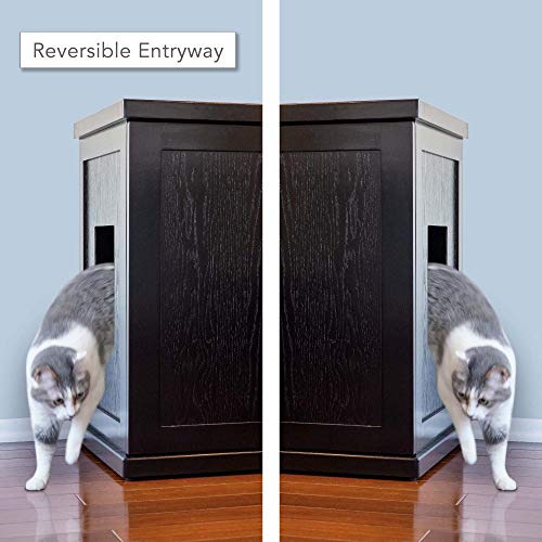 THE REFINED FELINE Cat Litter Box Enclosure Farmhouse, Black