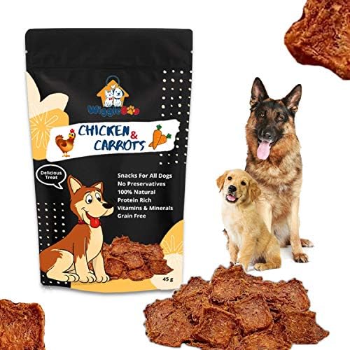 WiggleBoo Chicken & Carrot Dog Treat | Protein Rich | Crunchy Snack | Healthy Food | (45g)