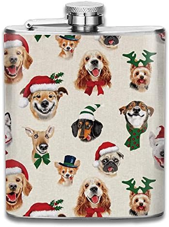 Christmas Selfies Dogs 7 Oz Liquor Hip Stainless Flask