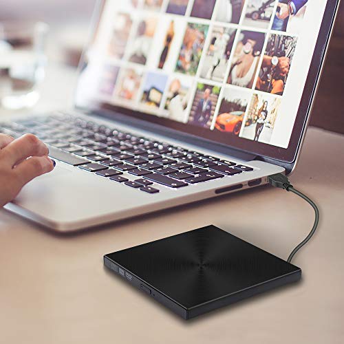 External CD DVD Drive USB 3.0 Portable CD DVD +/-RW Drive Slim DVD/CD ROM Rewriter Burner Writer, High Speed Data Transfer for Laptop/Desktop/MacOS/Windows10/8/7/XP/VVista