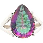 Natural Rocks by Kala Beautiful 2.5ct Mystic Topaz 925 Solid Sterling Silver Ring Size 5, 6, 7, 8, 9