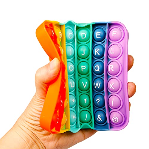 Pop Fidget Sensory Toy, Push Bubble Autism Stress Relief Silicone Rainbow Pressure Relieving Toys Educational Game Gift for Kids Teens Adults (Square)