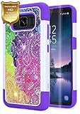 S8 Active Case with [HD Screen Protector], Galaxy S8 Active Case,NageBee [Hybrid Protective] Armor Soft Silicone Cover [Studded Rhinestone Bling] Design Hard Case For Samsung Galaxy S8 Active(Rainbow)
