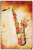 ERLOOD Music Saxophone Retro Vintage Tin Sign 12
