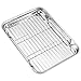 Baking Sheet with Wire Rack, Cookie Sheet Baking Pan Toaster Oven Tray with Cooling Rack, Stainless Steel Eighth Sheet Pan with Rack 9' x 7' x 1', Healthy & Non Stick & Dishwasher Safe
