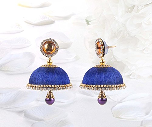 Krishna Handmade INDIAN Dangle &amp; Drops Ethnic Earrings [Royal Blue [Large - 35mm Dia] [KPR-SL30-RB]