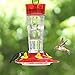 FORUP Hummingbird Feeder, Glass Bird Feeder, 5 Feeding Stations, 10-Ounce Nectar Capacity, Red